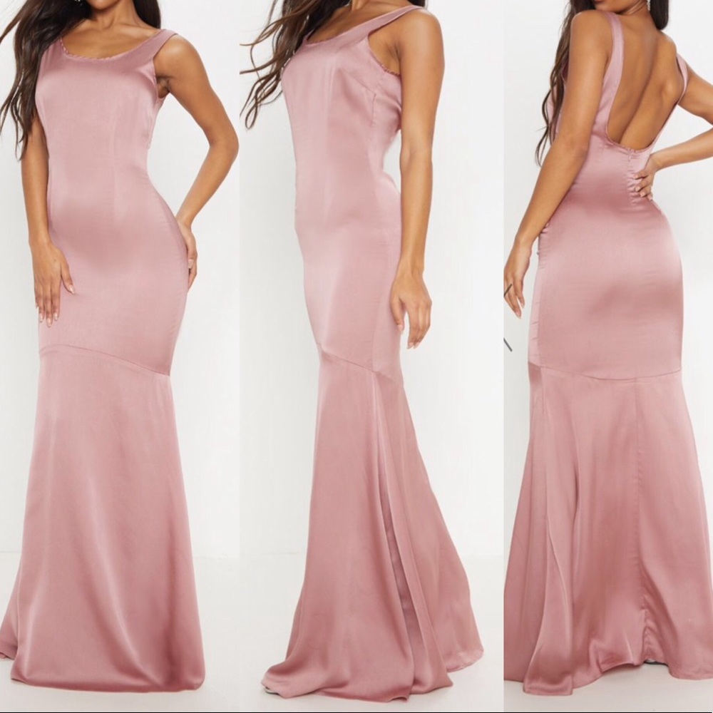 🆕🔥SALE💕Rose Satin thick strap maxi wi/ fishtail - Picture 2 of 6